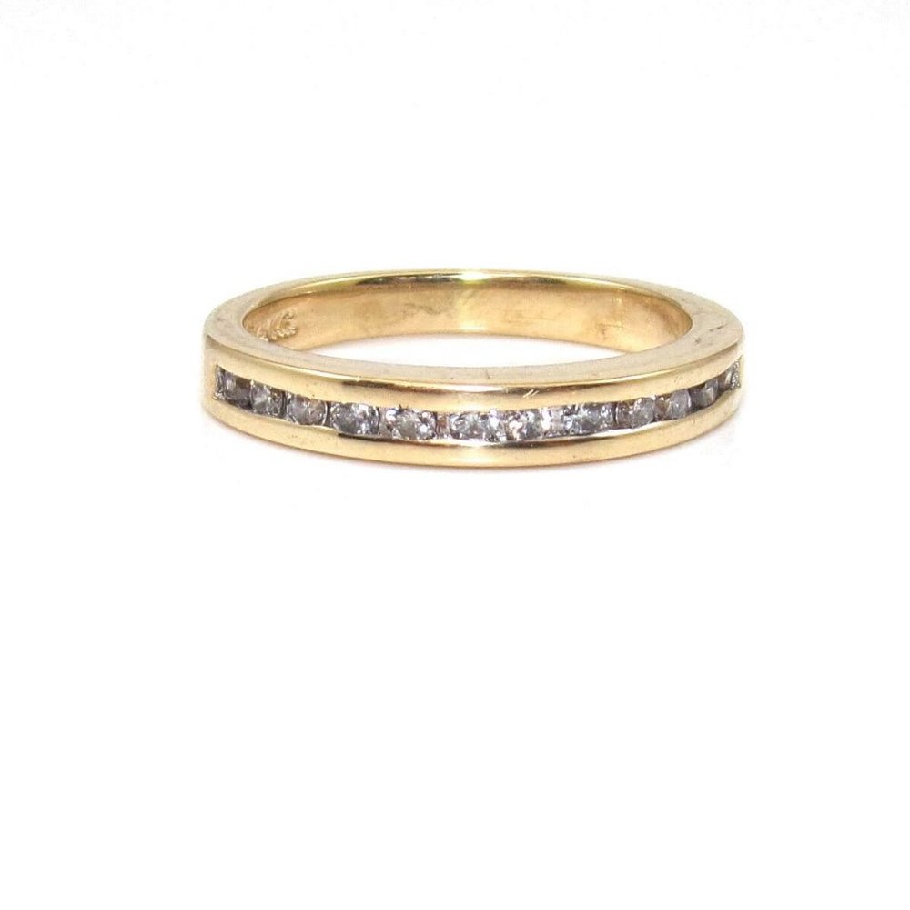 Magic Glo 14k Yellow Gold Natural Diamond Wedding Band Ring Size 4.75
